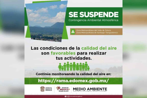 Suspenden contingencia ambiental en Edomex