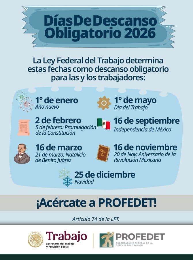 dias de descanso obligatorio 2026