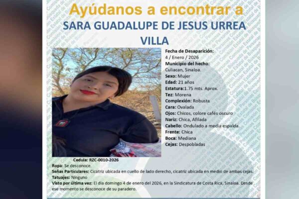 Ficha de búsqueda Sara Guadalupe de Jesús Urrea Villa desaparecida Sinaloa Culiacán
