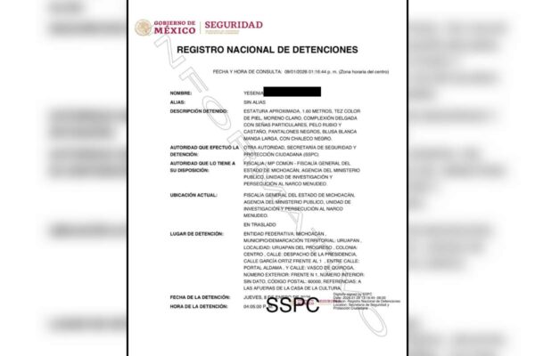 Registro Nacional de detenciones secretaria particular carlos manzo yesenia