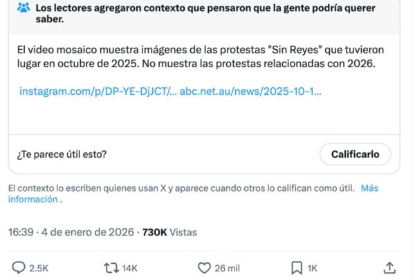 Fuente: Captura de pantalla comentario de la comunidad de X.