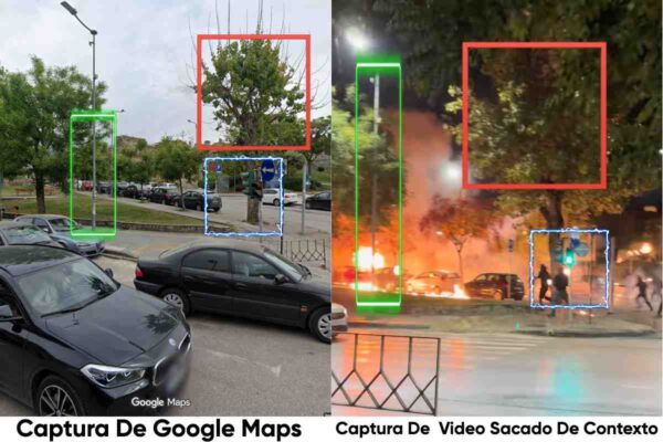 Fuente: Captura de pantalla de búsqueda en Google Maps y del video sacado de contexto.