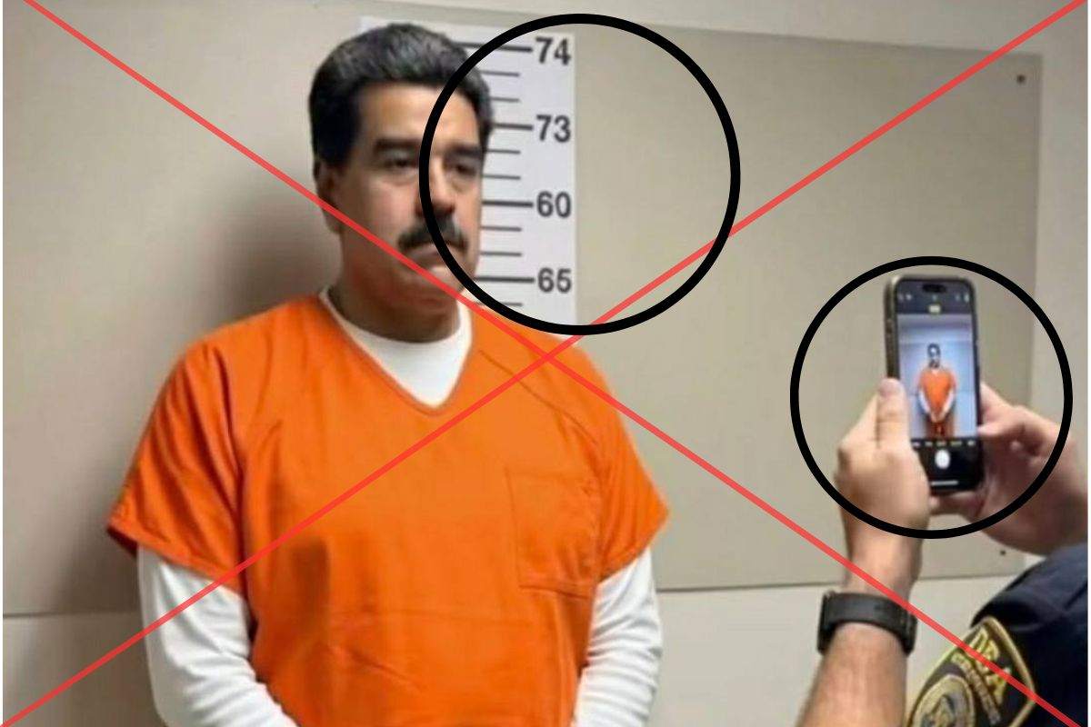 Las fotos donde se ve al presidente de Venezuela mientras le miden la estatura y registran sus huellas dactilares no son reales. Sin embargo, se han viralizado fuertemente en las redes sociales.
