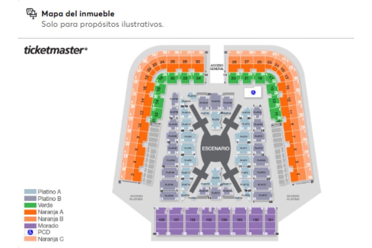 mapa boletos bts estadio gnp