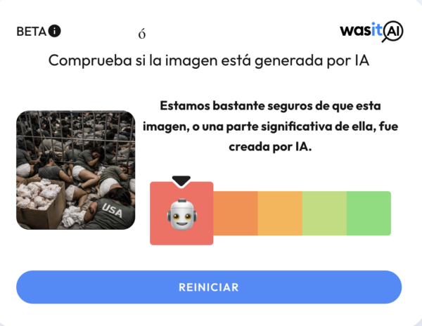 Fuente: Captura de pantalla del uso de la herramienta de detección de IA.