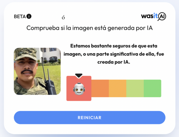 Fuente: Captura de pantalla de la herramienta de detección de uso de IA.