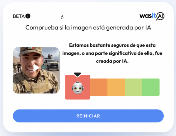 Fuente: Captura de pantalla de la herramienta de detección de uso de IA.