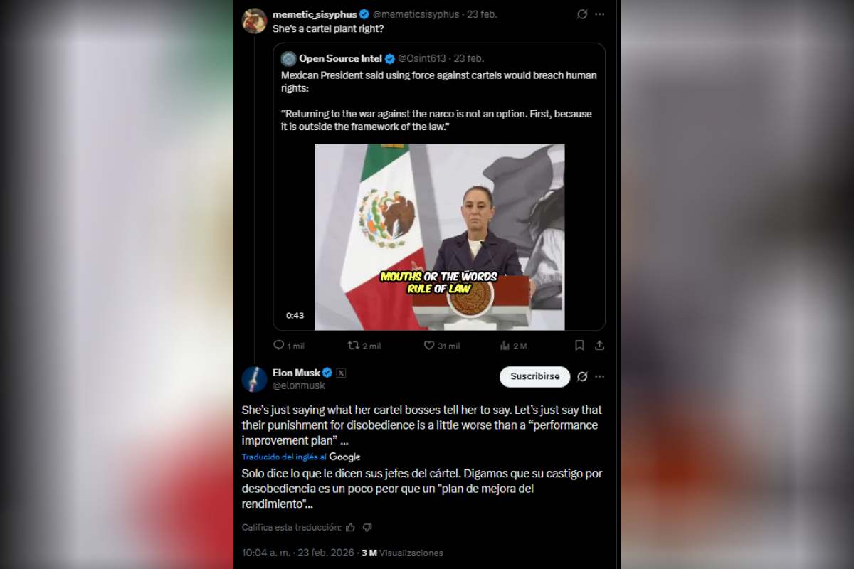 Musk carteles publicación X Sheinbaum