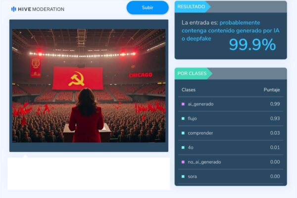 Fuente: Resultados de la herramienta Hive Moderation.