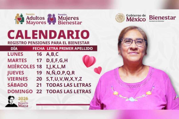 calendario registro pensión bienestar adultos mayores mujeres febrero 2026