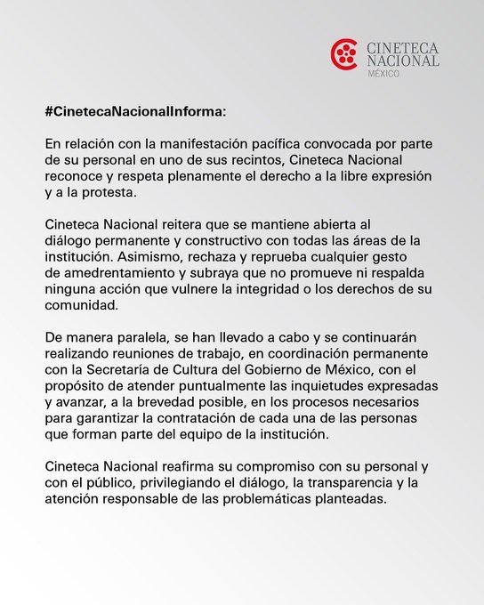 cineteca nacional comunicado hostigamiento