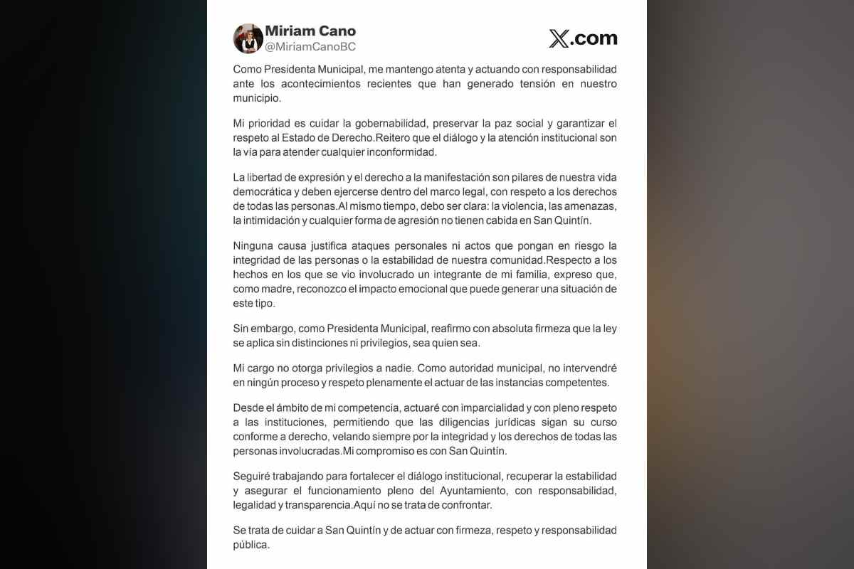 Detienen a hijo de la alcaldesa de San Quintín, BC, por agredir a manifestantes; funcionaria dice que se aplicará la ley sin privilegios