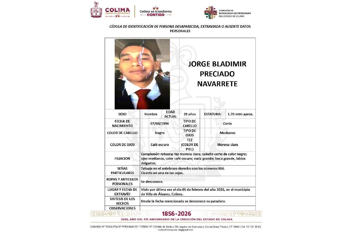 Fiscalía de Colima investiga desaparición del hijo del exsenador panista Jorge Luis Preciado