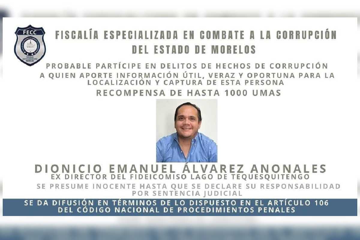 recompensa Dionicio Emanuel Álvarez tequesquitengo morelos