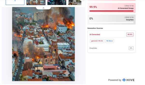 Fuente: Captura de pantalla del uso de la herramienta de detección de IA.